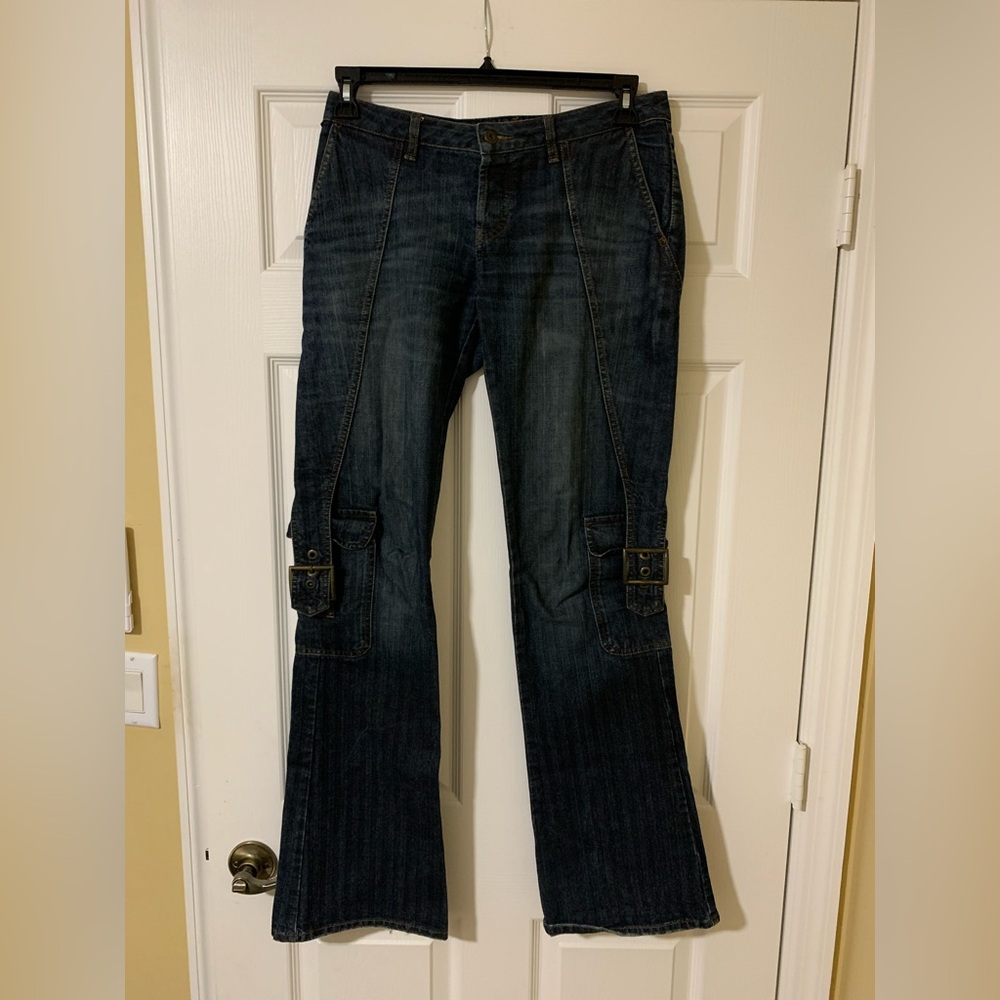 Ellus Laundry & Co. Women’s Vintage Utility Cargo Denim Pants Size 38 Y2K Grunge